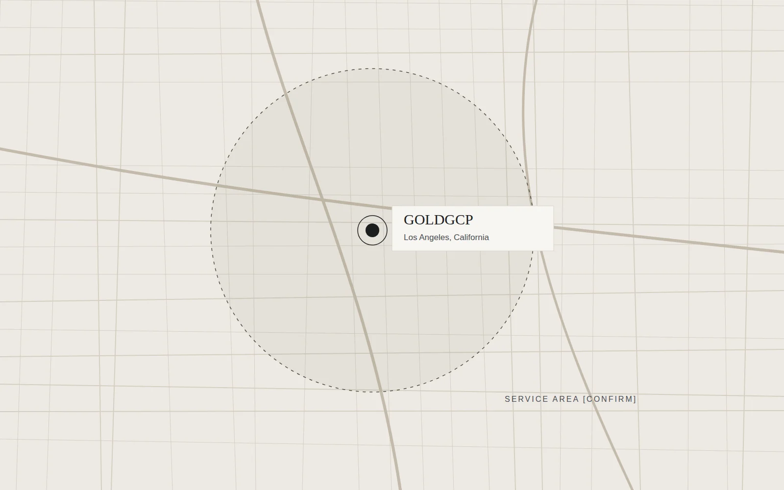 Map of the GOLDGCP Los Angeles location and service area