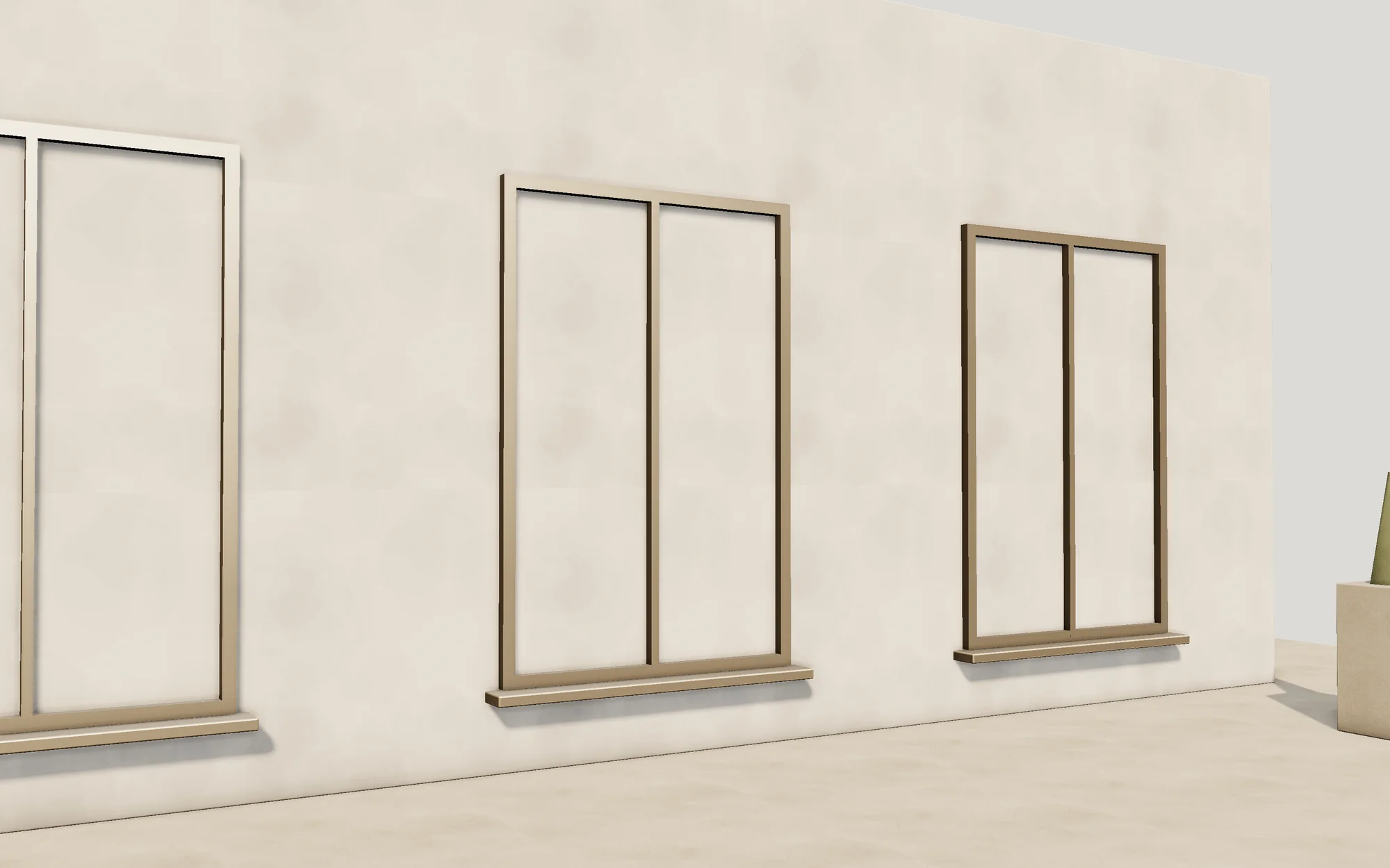 3D illustration: House wall with three new windows