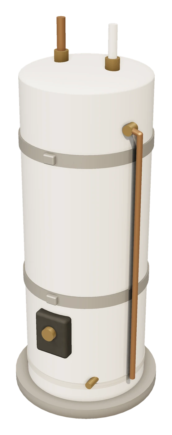 3D illustration: Tank water heater with seismic straps