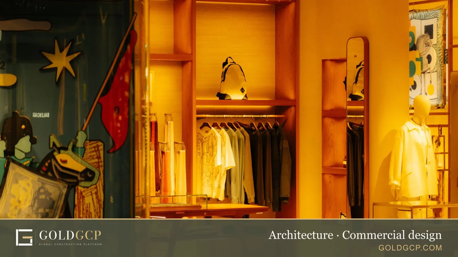 A boutique shop interior with clothing on display