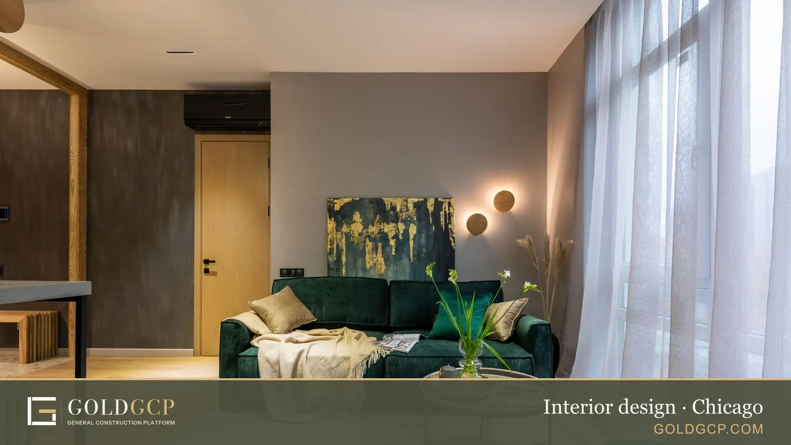 Stylishly designed living room with luxurious elements and modern decor.