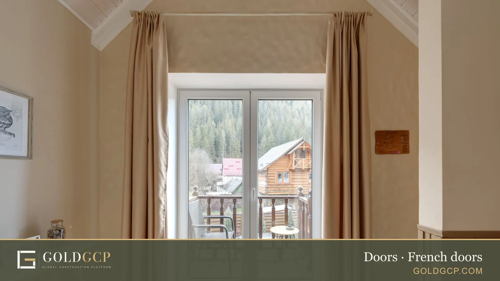 French doors opening from a room to a view outside