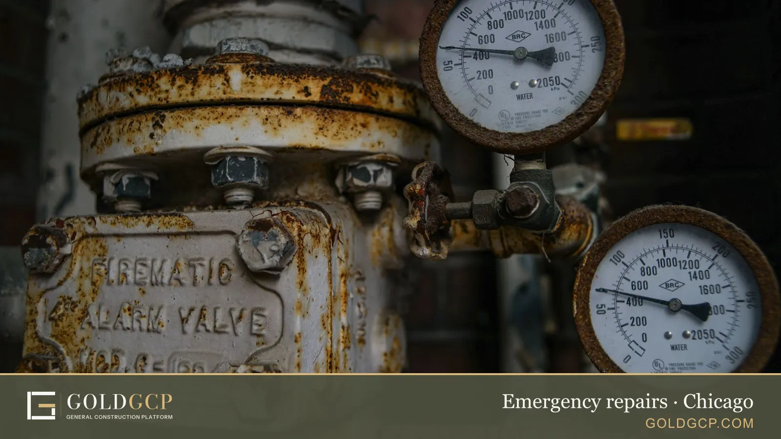 Close-up of an aged, rusted pressure valve with gauges showing readings.
