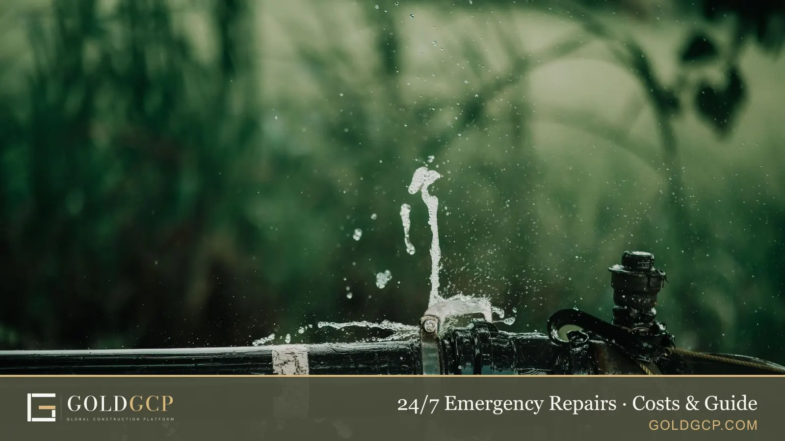 Water spraying from a leaking pipe