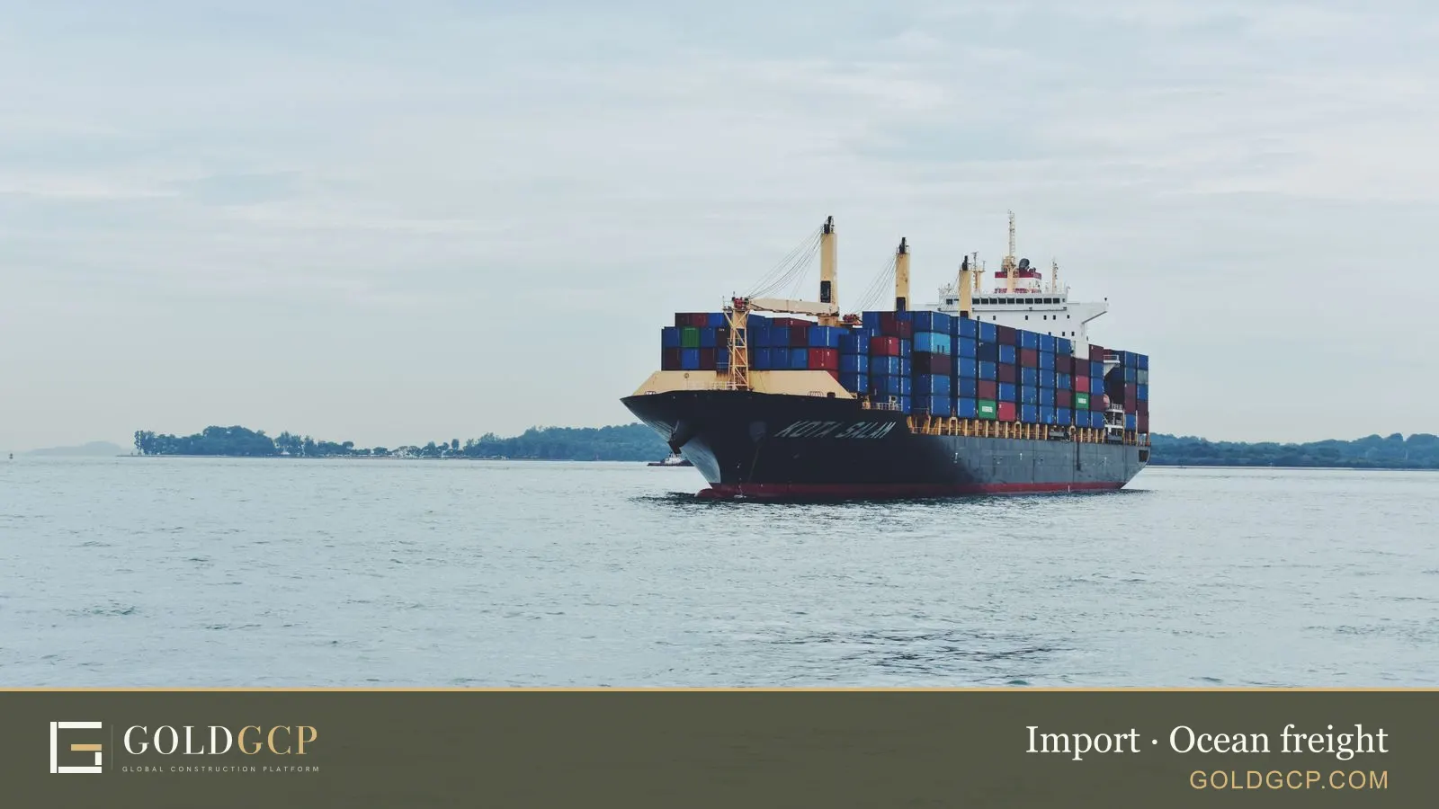 A loaded container ship crossing a calm sea