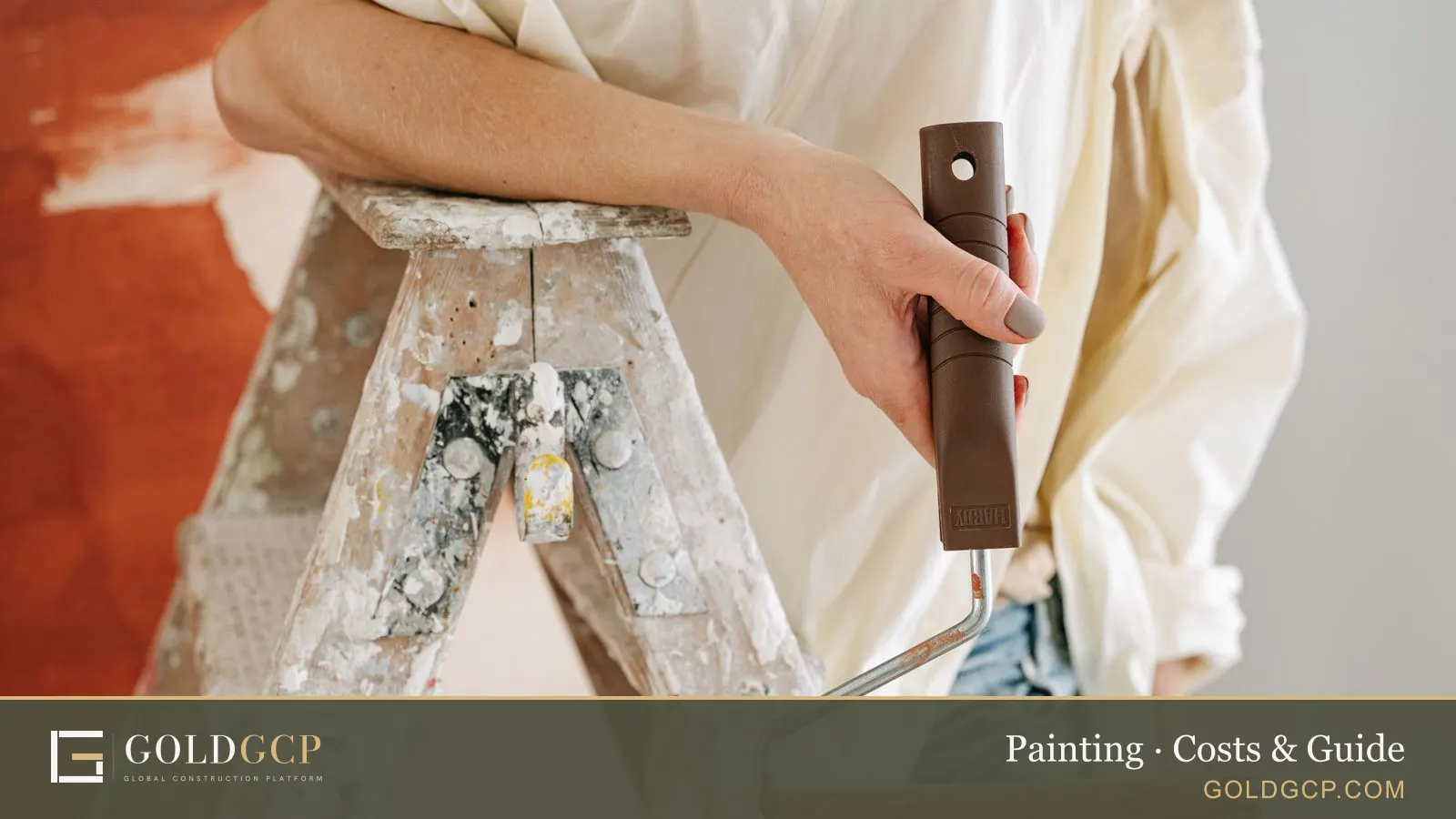 A paint roller applying fresh paint to an interior wall