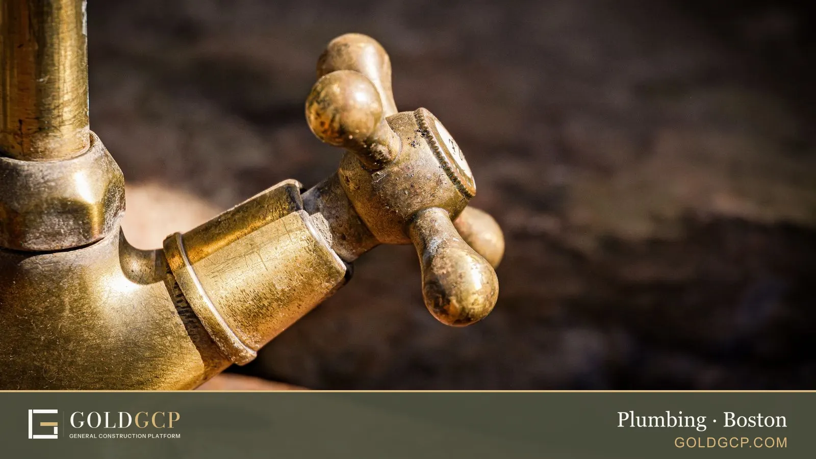 Detailed shot of an old brass faucet handle with rustic texture.
