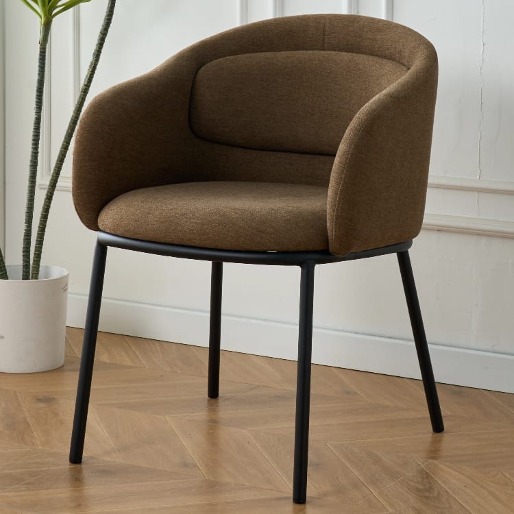 ATELIER MINIMALIST – Nordic Single Backrest Sofa-Style Dining Chair in Designer Fabric - Image 2