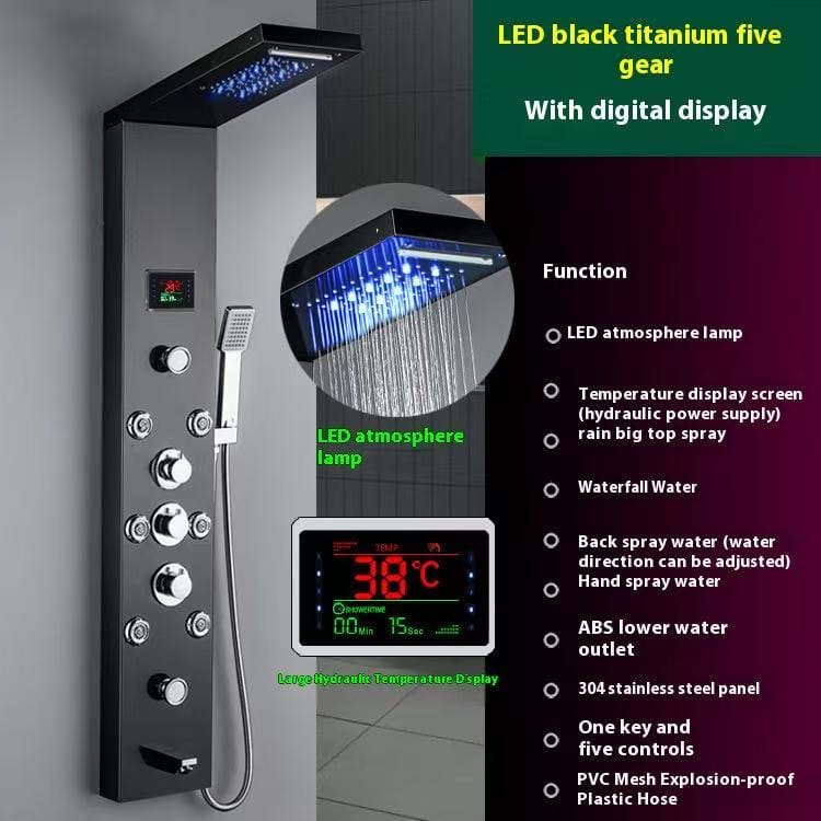 AquaScreen Shower Faucet – Wall-Mounted Hotel Thermostatic Digital LED Temperature Shower Panel - Image 8