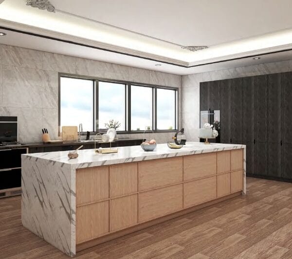 Denver kitchen remodel with minimalist design and quartz surfaces.