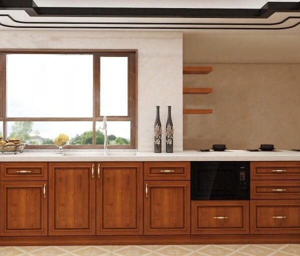 Las Vegas kitchen remodel with marble island and gold fixtures.