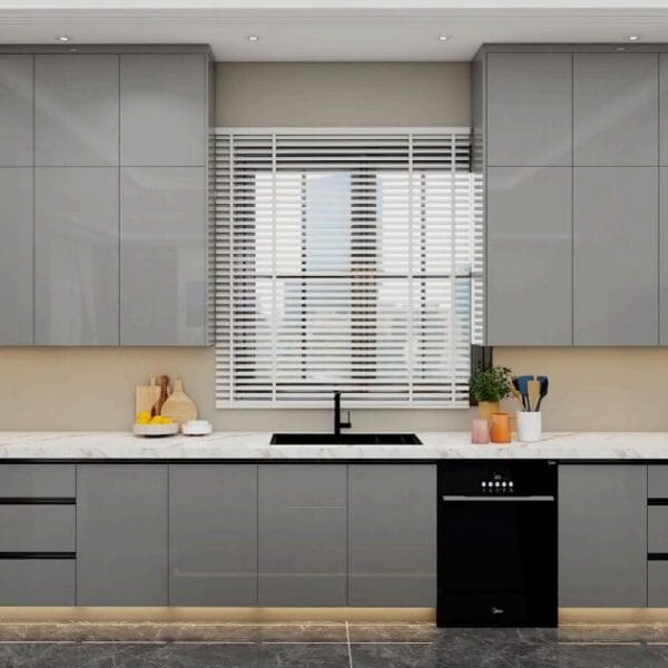 Naples kitchen remodel with coastal tones and marble island.