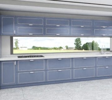 Miami kitchen upgrade with marble island and coastal luxury.