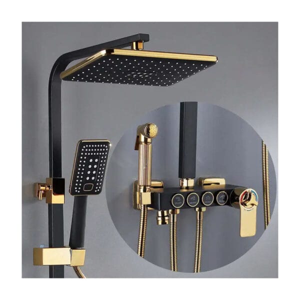 BlackGold Thermo Shower Faucet modern black and gold thermostatic shower set