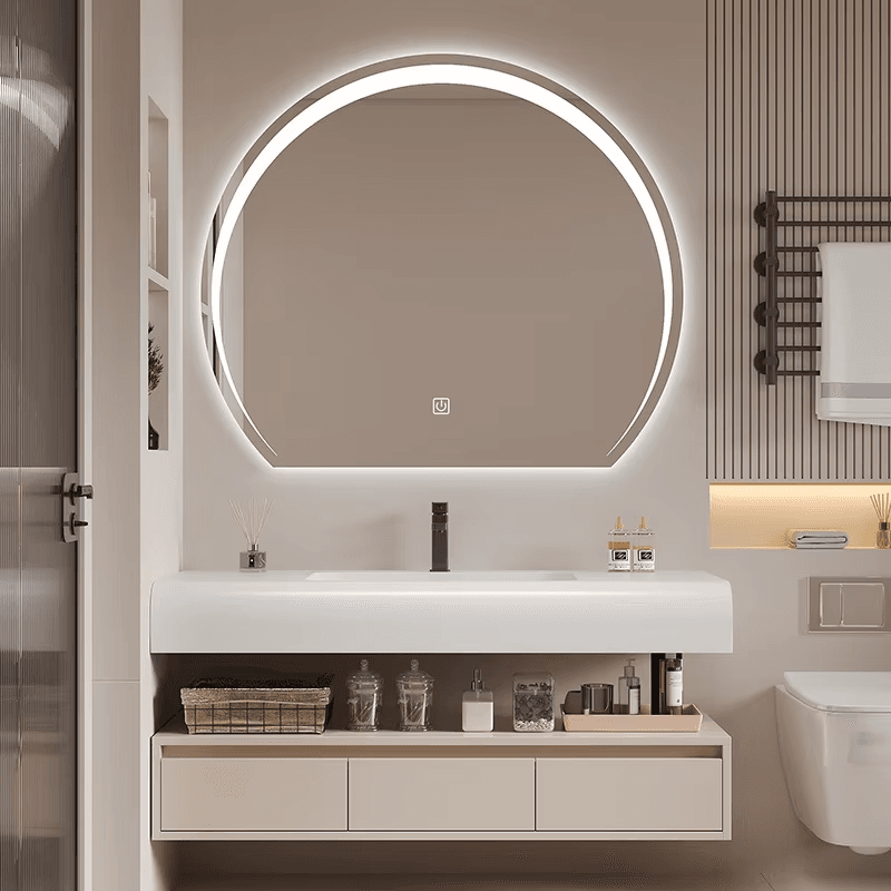 LumiLux Bathroom Cabinet – Wall-Mounted LED Vanity with Ceramic Basin - Image 2