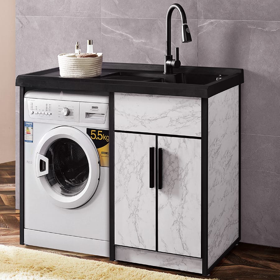 AquaPrime Bathroom Cabinet – Laundry Vanity with Marble Counter - Image 2