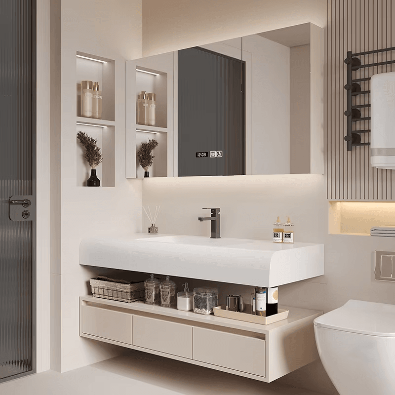 LumiLux Bathroom Cabinet – Wall-Mounted LED Vanity with Ceramic Basin - Image 3