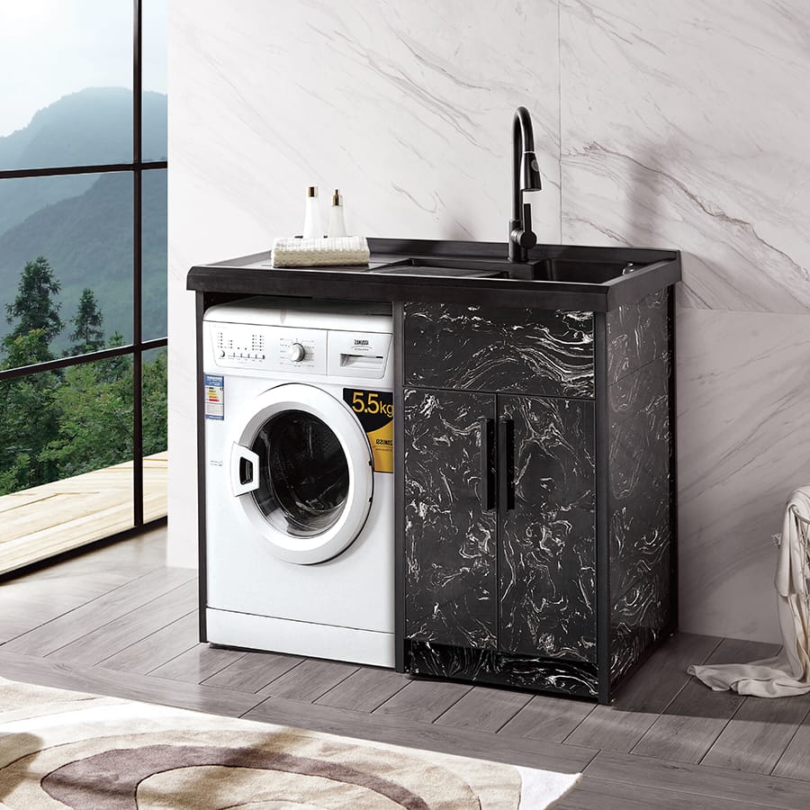 AquaPrime Bathroom Cabinet – Laundry Vanity with Marble Counter - Image 3