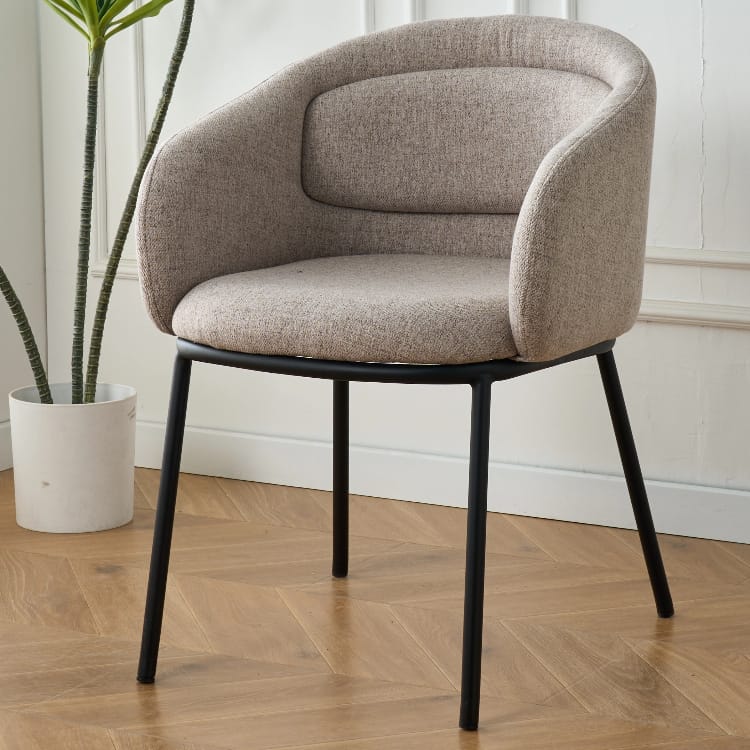 ATELIER MINIMALIST – Nordic Single Backrest Sofa-Style Dining Chair in Designer Fabric - Image 4