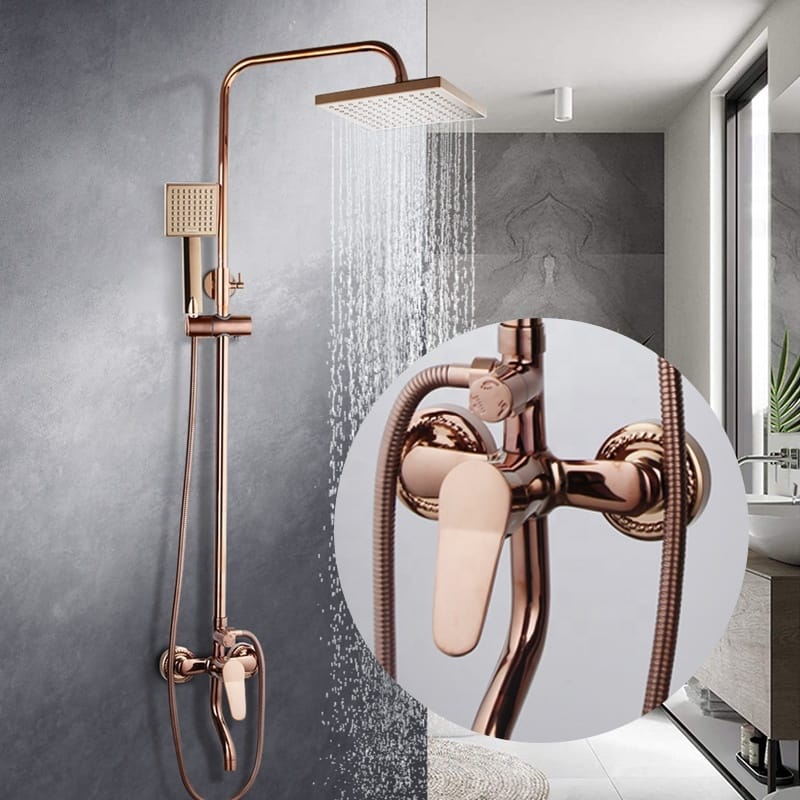 DualJet Brass Shower Faucet modern black wall-mounted thermostatic shower set