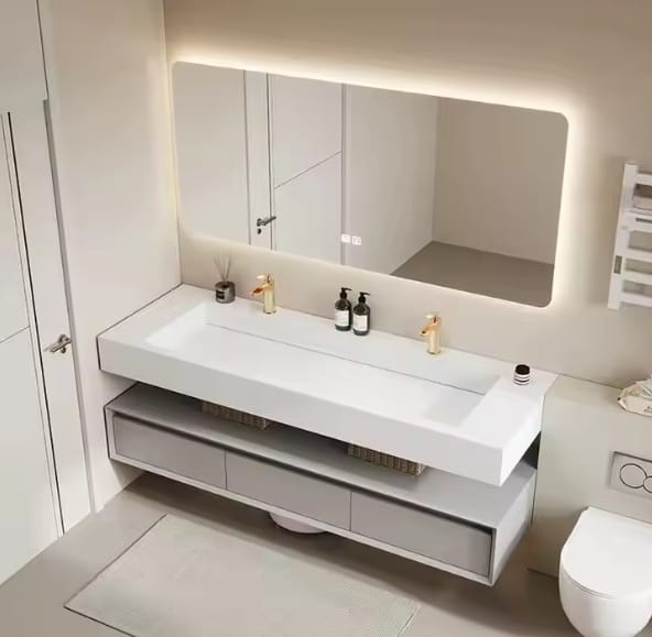 LumiLux Bathroom Cabinet – Wall-Mounted LED Vanity with Ceramic Basin - Image 5