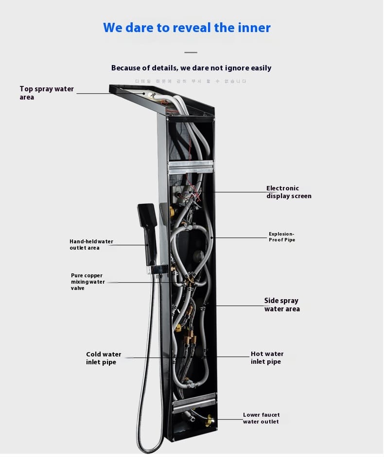 AquaScreen Shower Faucet – Wall-Mounted Hotel Thermostatic Digital LED Temperature Shower Panel - Image 6