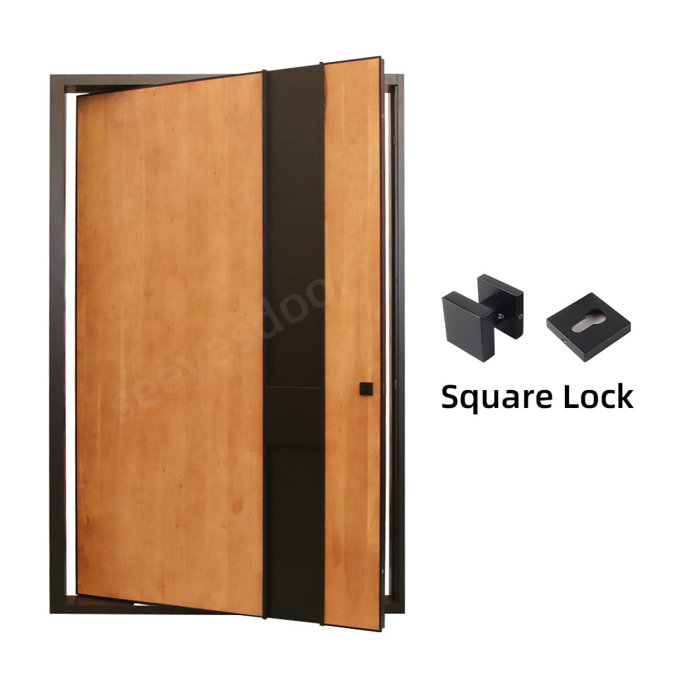 TEAK MODERNE Smart Lock Simple Teak Wood Front Door - Image 4