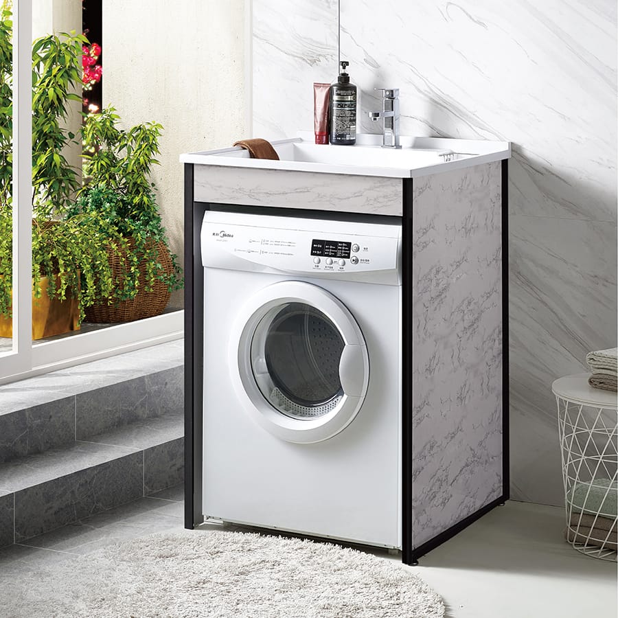 AquaPrime Bathroom Cabinet – Laundry Vanity with Marble Counter - Image 5