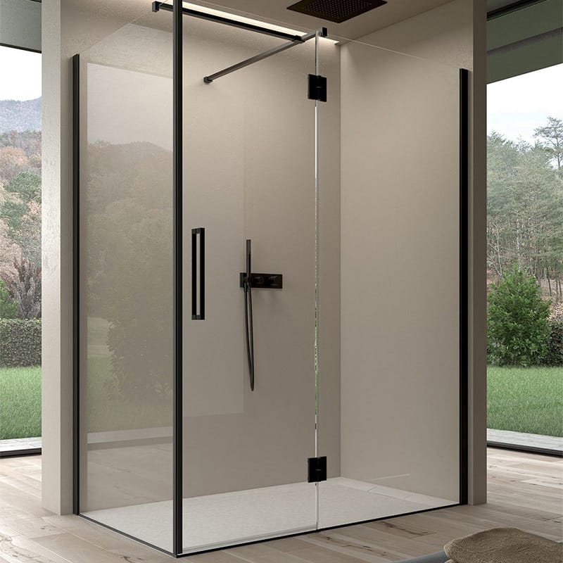 Minimalist frameless clear glass shower cabin with modern transparent design for luxury bathrooms