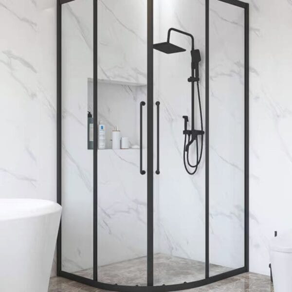 Reliable quadrant corner shower cabin with chrome aluminum frame and 6mm tempered glass