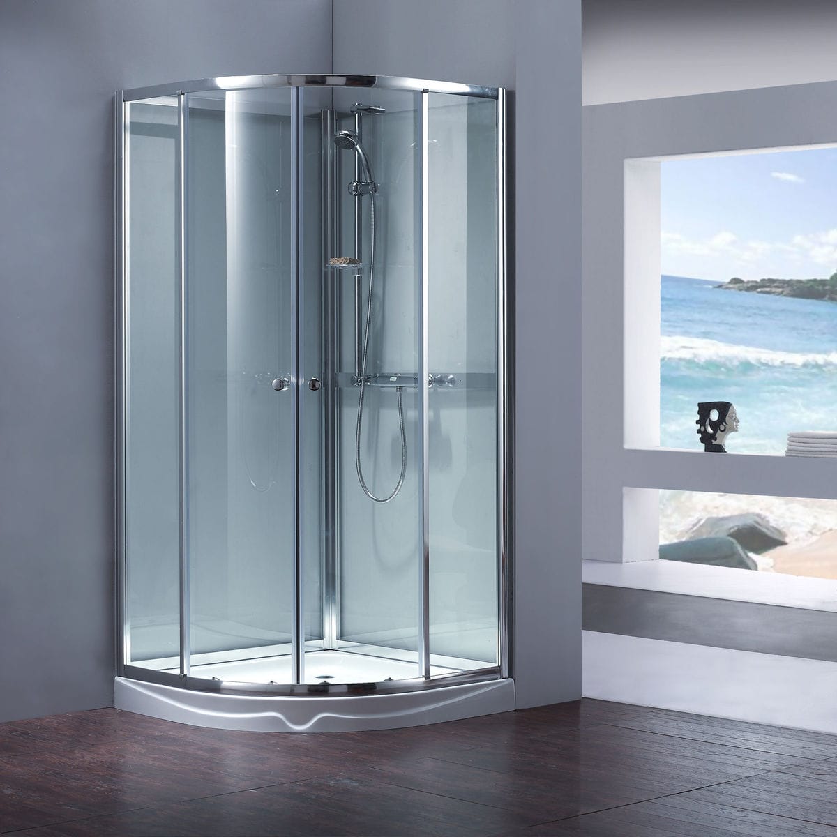 Luxury quadrant glass shower cabin with tempered safety glass and sliding doors