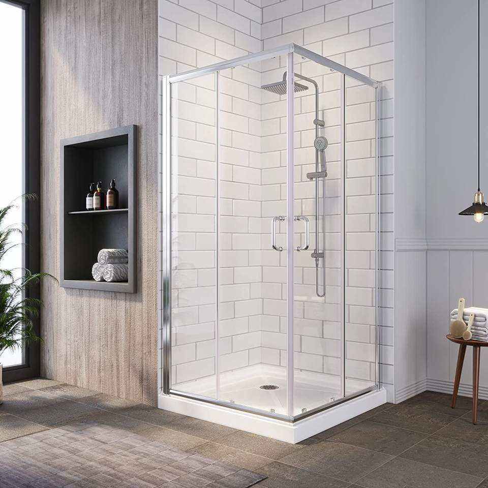IMPERIAL SQUARE Corner Entry Aluminum Frame Shower Cabin with Sliding Glass Doors - Image 2